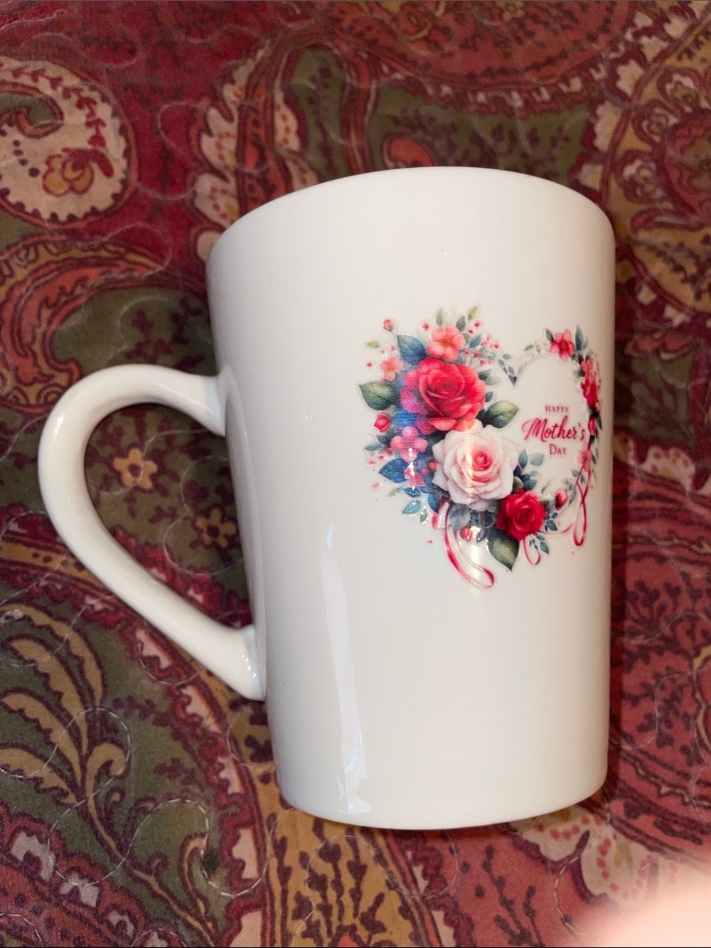 White Floral Heart Mother's Day Ceramic Mug